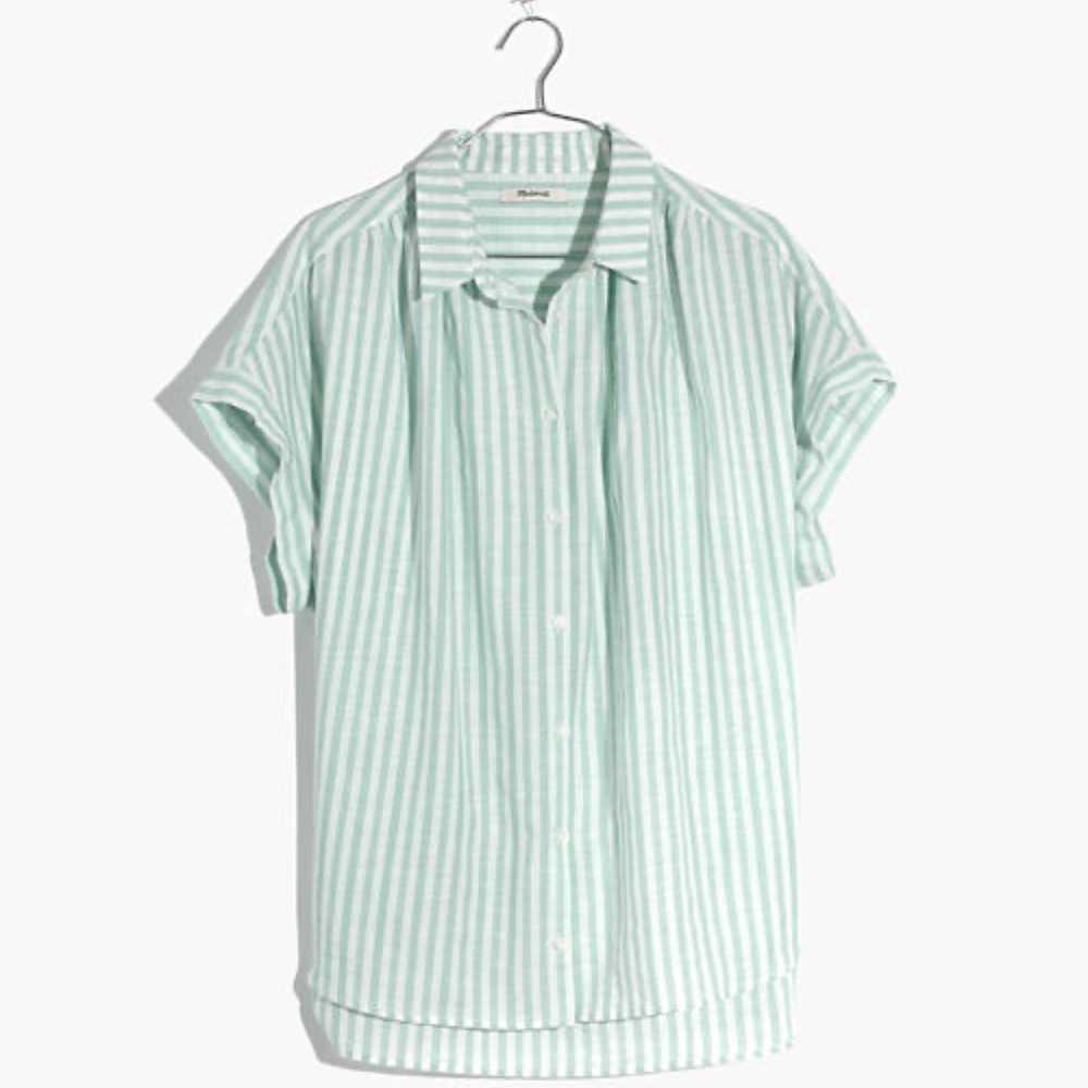 Madewell Central Shirt in Mint Stripe Button-up Oversized XS